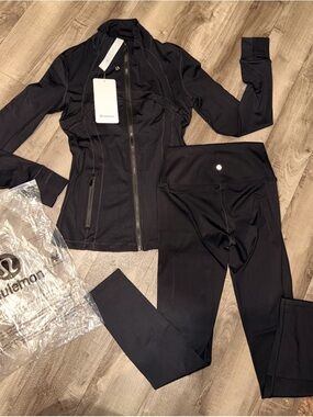 lululemon athletica Black Zip Jacket and High-Rise Leggings Set s